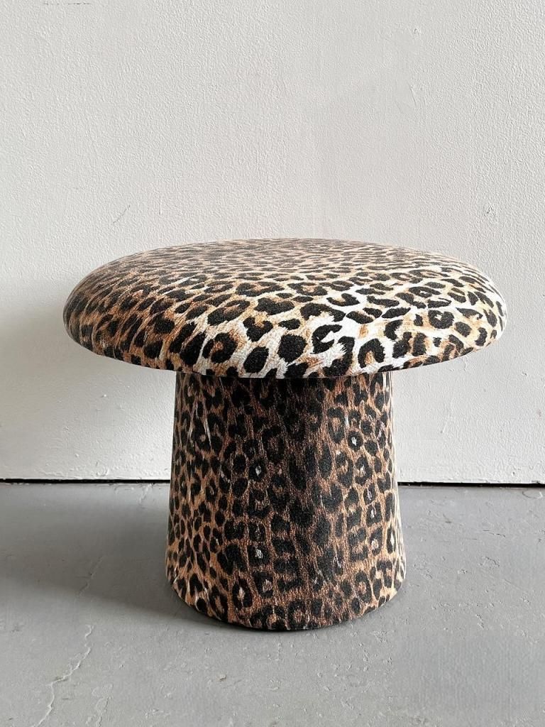 ヴィンテージ　レオパードスツール ヴィンテージ レオパード ファブリック マッシュルーム