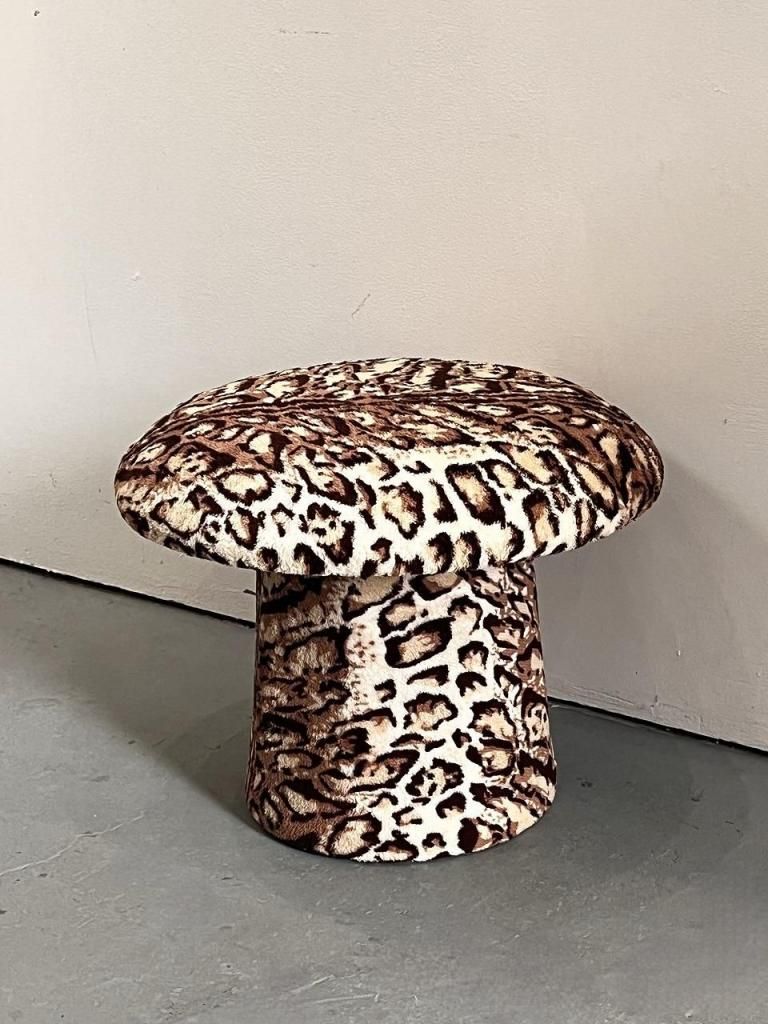 アンティーク マッシュルーム　ポッテリー ヴィンテージ 70's フラワーデザイン ファブリック