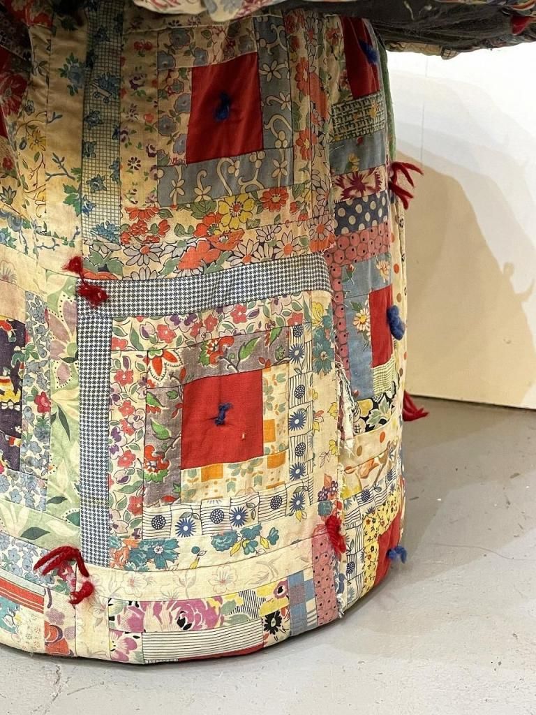 アンティーク マッシュルーム　ポッテリー アンティークキルト マッシュルーム オットマン / スツール