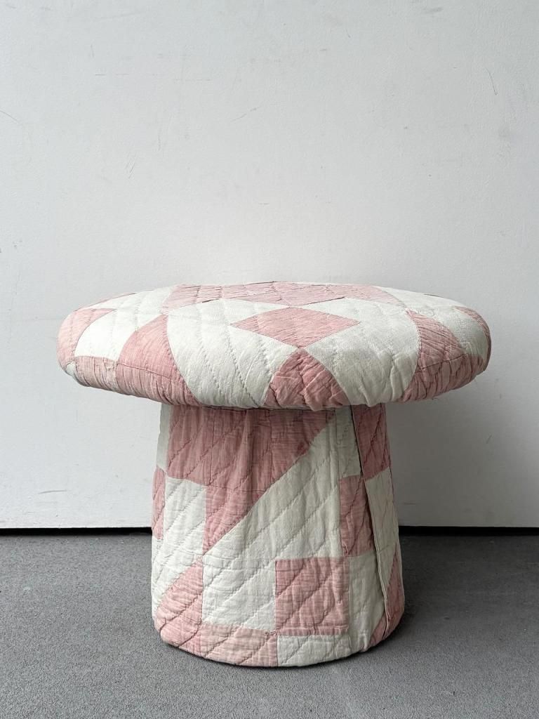 アンティーク マッシュルーム　ポッテリー ヴィンテージ 70's フラワーデザイン ファブリック