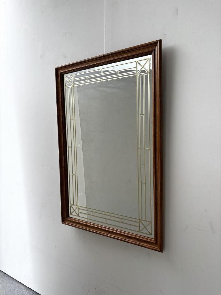 ヴィンテージ ウッドフレーム ウォールミラー (995mm×685mm