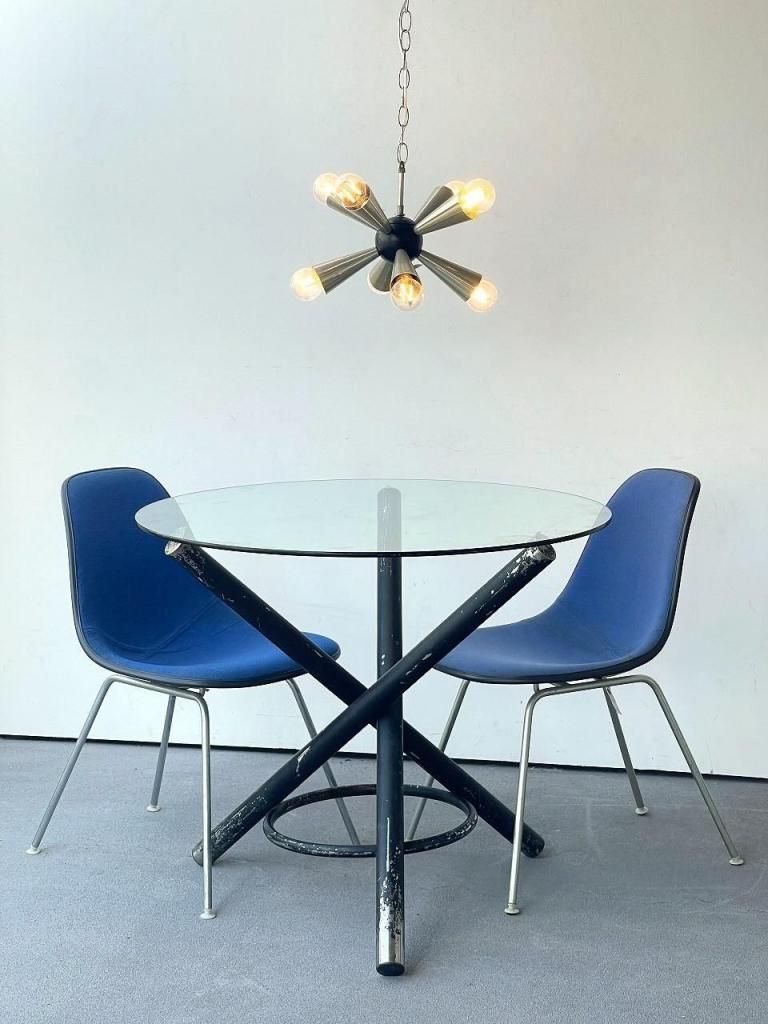 1980's ヴィンテージ ガラストップ ダイニングテーブル