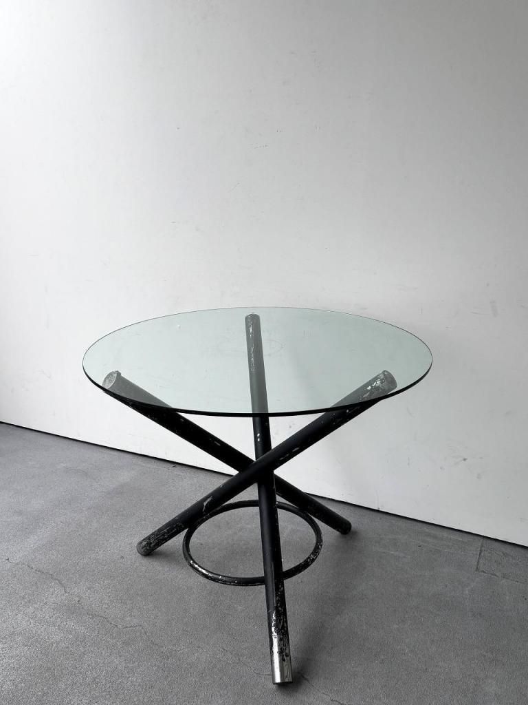 1980's ヴィンテージ ガラストップ ダイニングテーブル