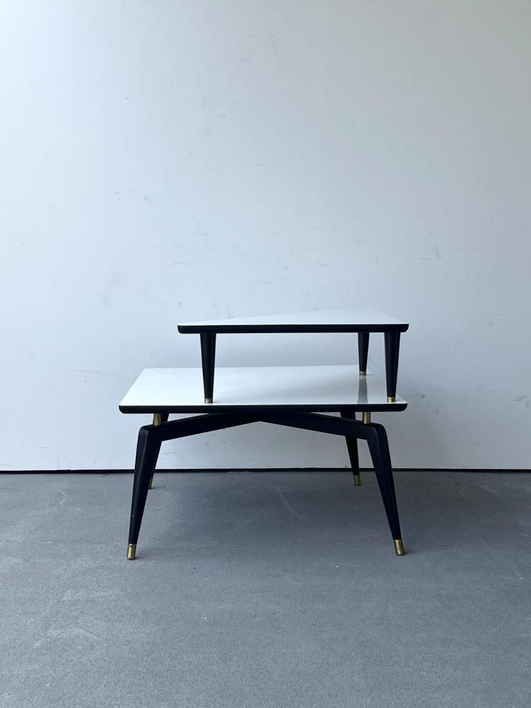 ステップエンドテーブル　ミッドセンチュリー　ヴィンテージ　50s ゴールド　白 ステップエンドテーブル ミッドセンチュリー ヴィンテージ 50s