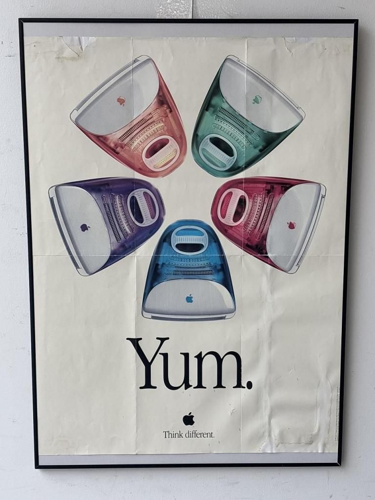 Apple - 激レア Apple 5色 iMac ポスター Apple Vintage Poster - Five Color iMacs i Yum 24x28 from