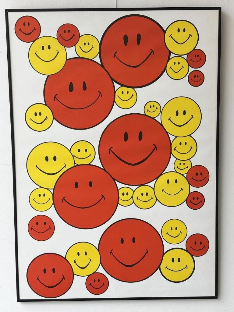 スマイル・ポスター（額入り） 1970's ヴィンテージ スマイリーフェイス 額入りポスター