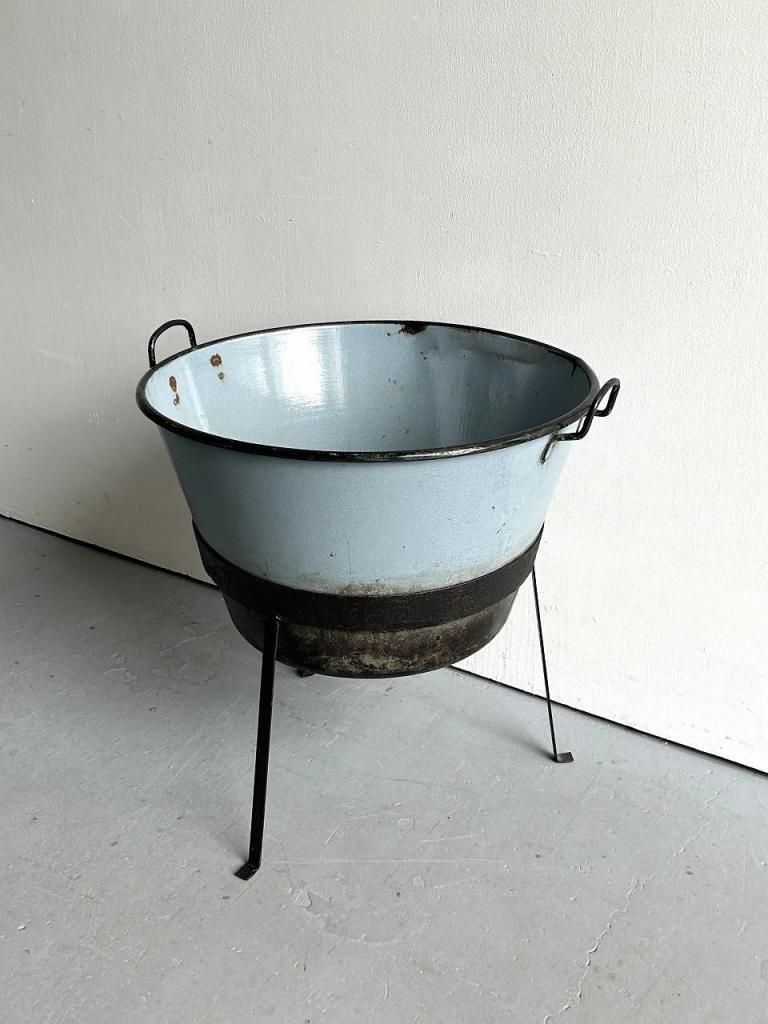 ホーロー洗面器スタンド　アンティーク　ヴィンテージ レトロ アンティーク シャビー 古いホーロー 洗面器 スタンド