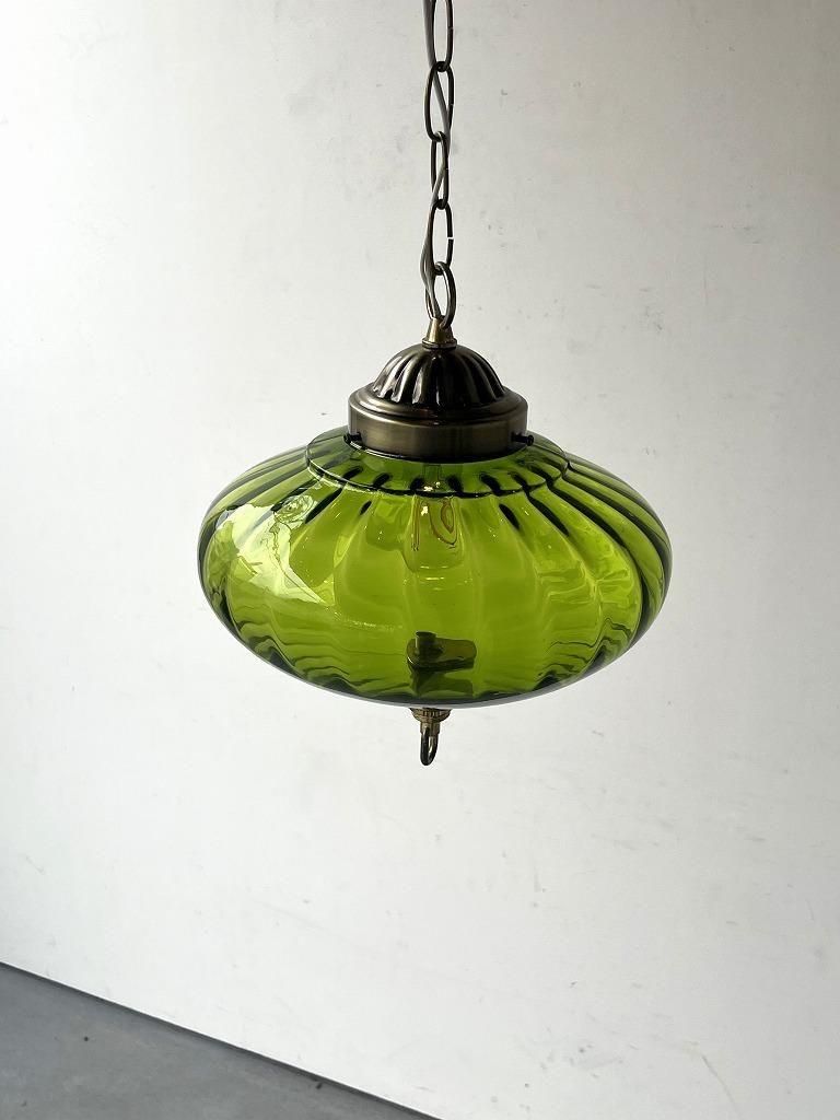 60-70's ヴィンテージ　ペンダントライト　グリーンガラス 1960-70's ヴィンテージ グリーンガラス ペンダントランプ