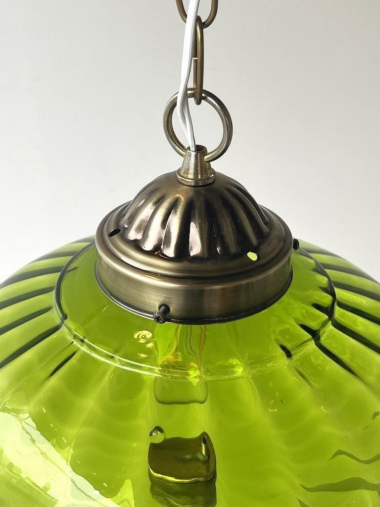 1960-70's ヴィンテージ グリーンガラス ペンダントランプ