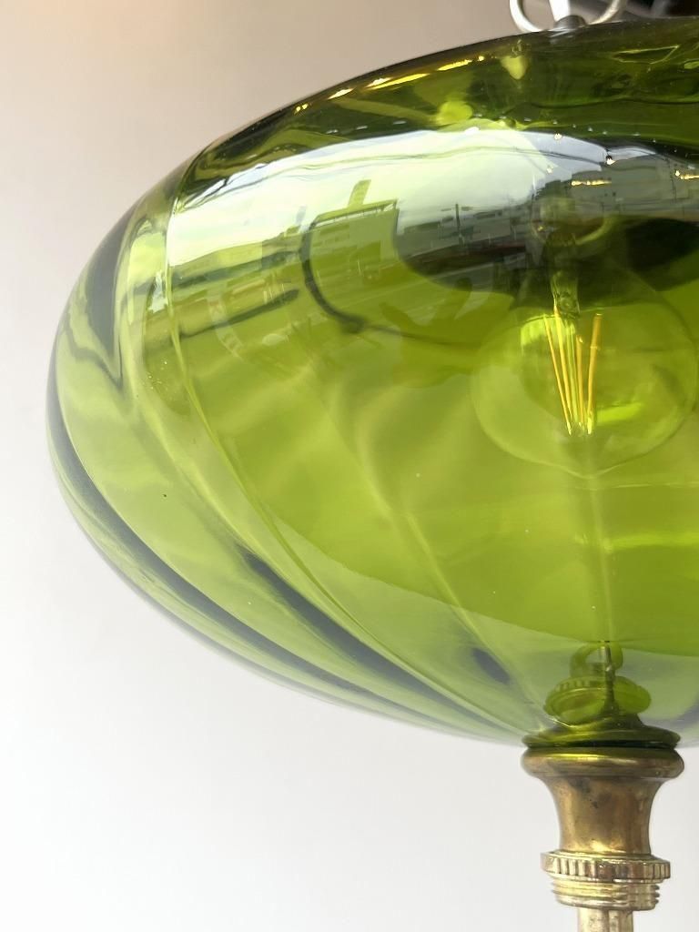 1960-70's ヴィンテージ グリーンガラス ペンダントランプ