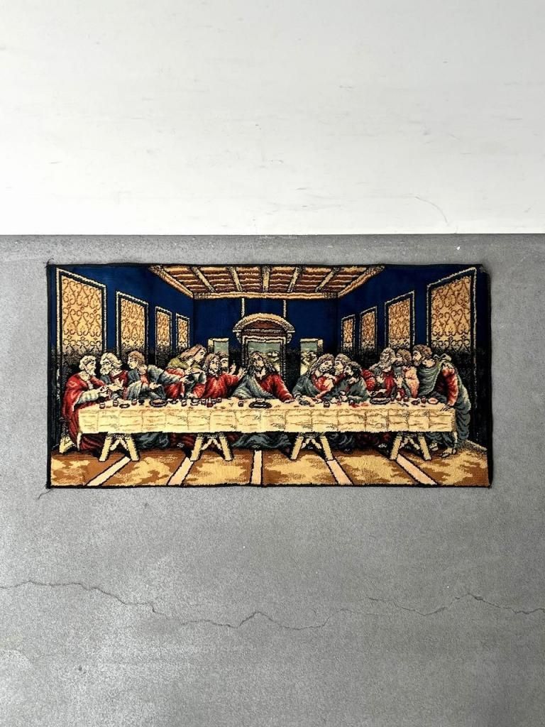 ハンドメイド ヴィンテージラグ ラグ タグ付き ヴィンテージスタイル☆モノトーンなダマスク柄ラグ 122x183cm