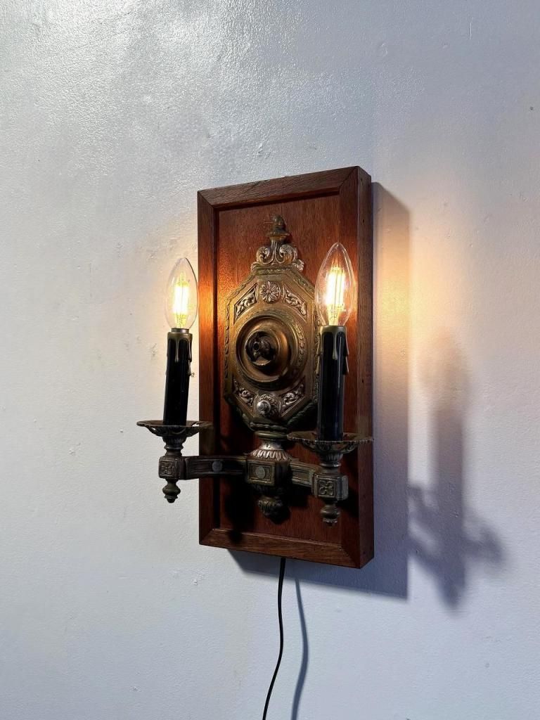 1960's ヴィンテージ ウッドフレーム 2灯 ブラケットランプ