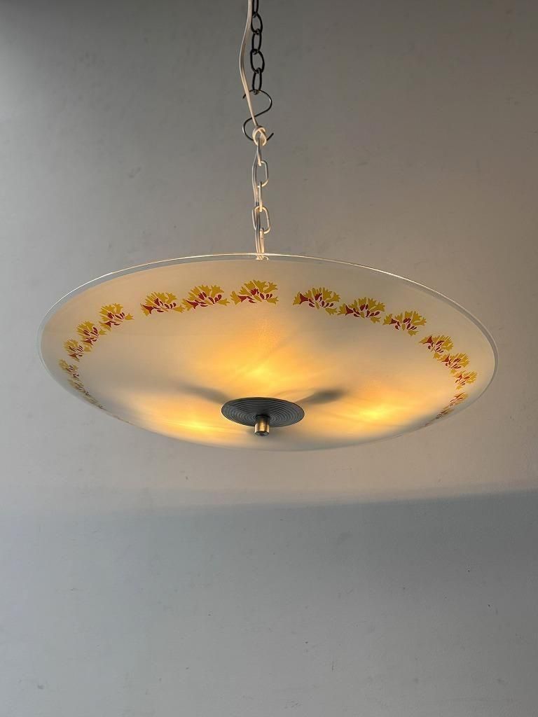 ヴィンテージ ガラス ペンダントランプ - アンティーク、ビンテージの