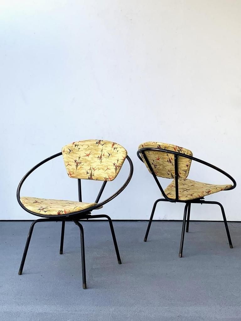 ラウンジチェア　アメリカ　ヴィンテージ 1950's ヴィンテージ アイアンフレーム ラウンジチェア(同型2点有り