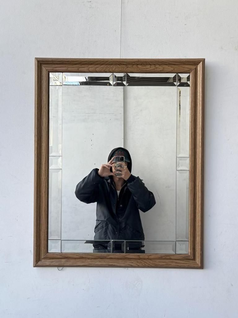 ヴィンテージ ウッドフレーム ウォールミラー (810mm×660mm