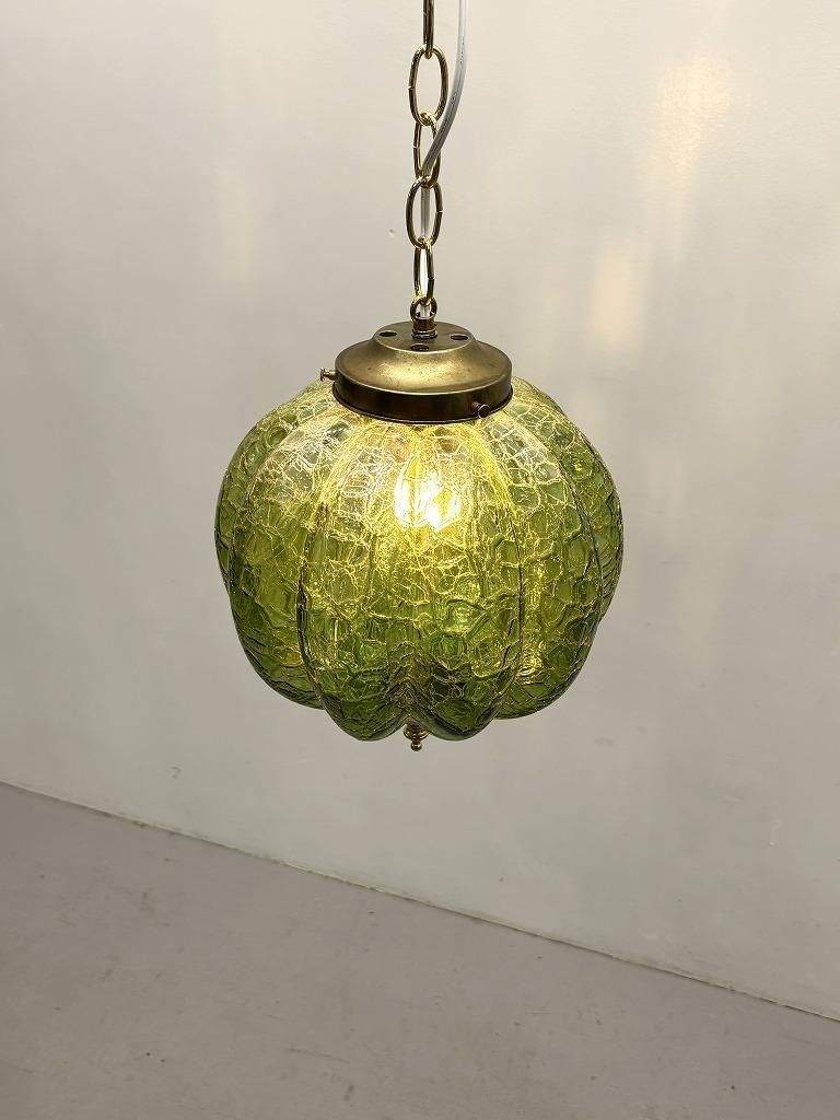 1960-70's ヴィンテージ グリーンガラス ペンダントランプ
