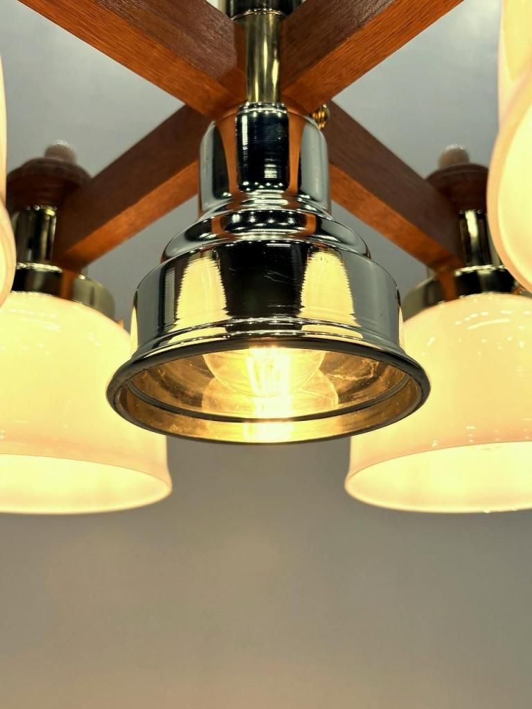 希少　ジャパンヴィンテージ　三菱電機　無垢材　4灯シャンデリア　 LK1744 希少 ジャパンヴィンテージ 三菱電機 無垢材 4灯シャンデリア LK1744