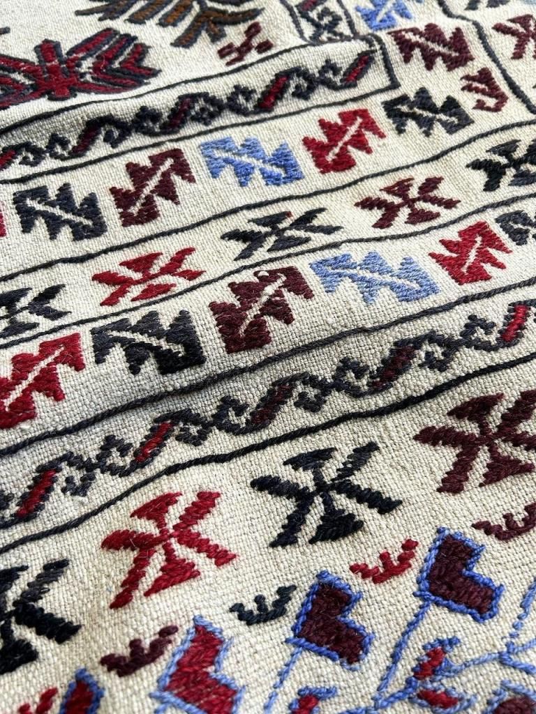 ハンドメイド リネン×ウール ラグ (76)(1860mm×1240mm) - アンティーク