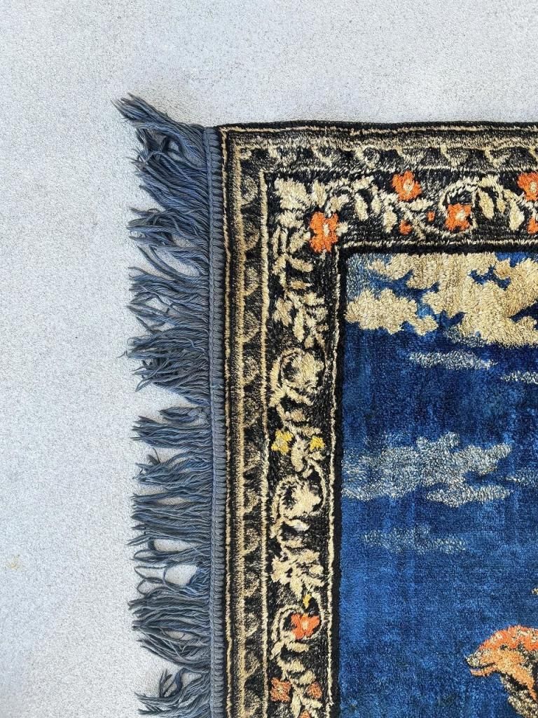 ヴィンテージ　アンティーク　古物　古いクレヨン ヴィンテージ トロイカモチーフ ラグ (2010mm×1220mm) - アンティーク