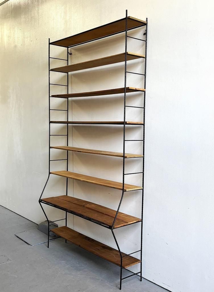 ヴィンテージ アイアン ウッド シェルフ - アンティーク、ビンテージの