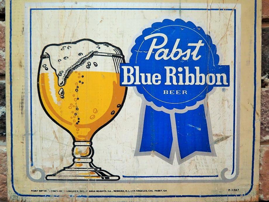 1960-70's ヴィンテージ Blue Ribbon Beer ウッド パブサイン/壁掛け 