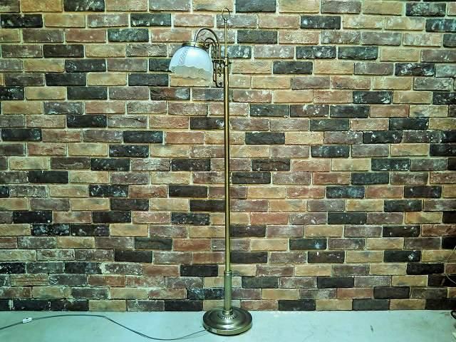 ヴィンテージ フラワーデザイン ガラスシェード フロアランプ