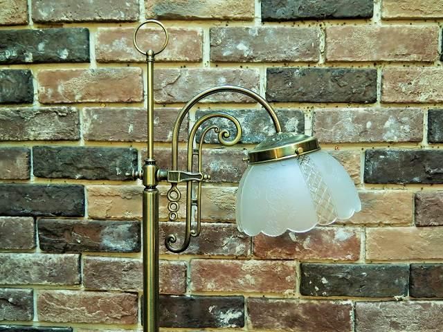 ヴィンテージ フラワーデザイン ガラスシェード フロアランプ