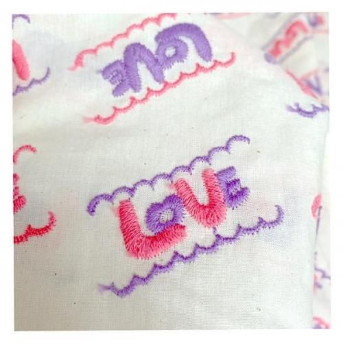 オリジナル 刺繍fabric “LOVE” キャンブリック生成り