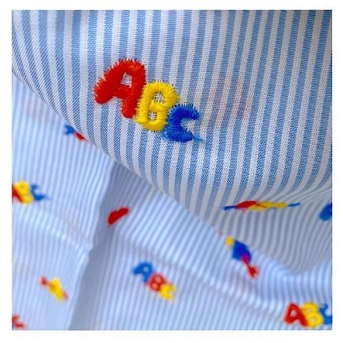 オリジナル　刺しゅう オリジナル 刺繍fabric “ABC” ストライプブルー - アメリカン