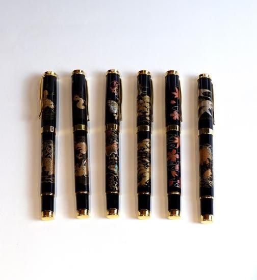近代蒔絵ボールペン 鶴亀 - 金銀箔工芸さくだ ／ 金箔を使用した