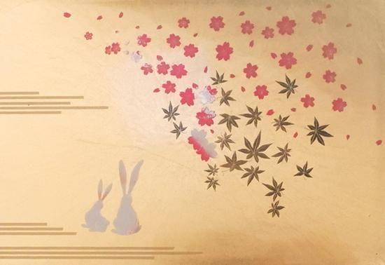 ミニ手鏡 夢うさぎ - 金銀箔工芸さくだ ／ 金箔を使用したあぶら