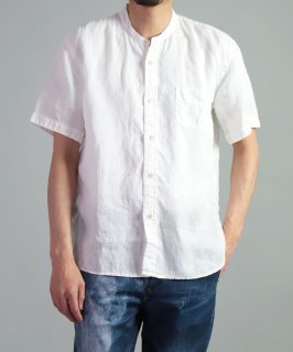 [ OMNIGOD mens / オムニゴッド ]<br />リネンキャンバス ショートスリーブスタンドカラーワークシャツ