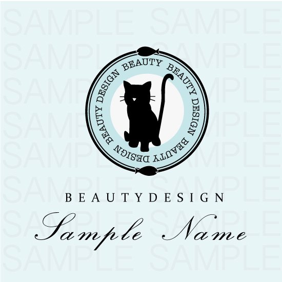 猫カフェロゴ トリミング ペットサロンに可愛いおしゃれロゴマークデザイン 美容サロン開業 Open 開店準備に