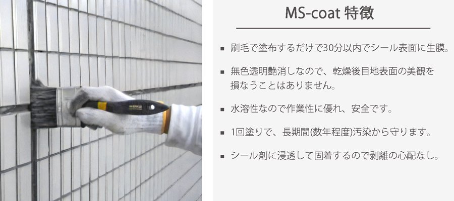 MS-coat。剥離の心配なし、長期間の耐久性、即効性、美観維持、安全性高