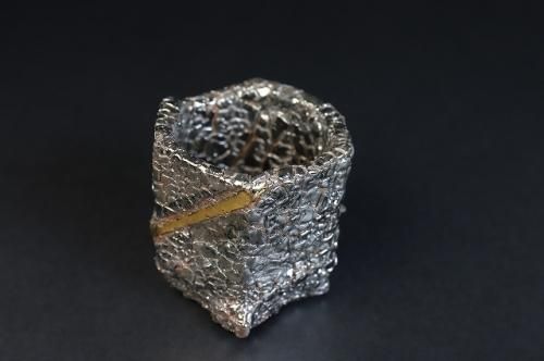 ☆未使用 市川透 備前焼 ぐい呑 共布・共箱付き/金彩/陶器/酒器