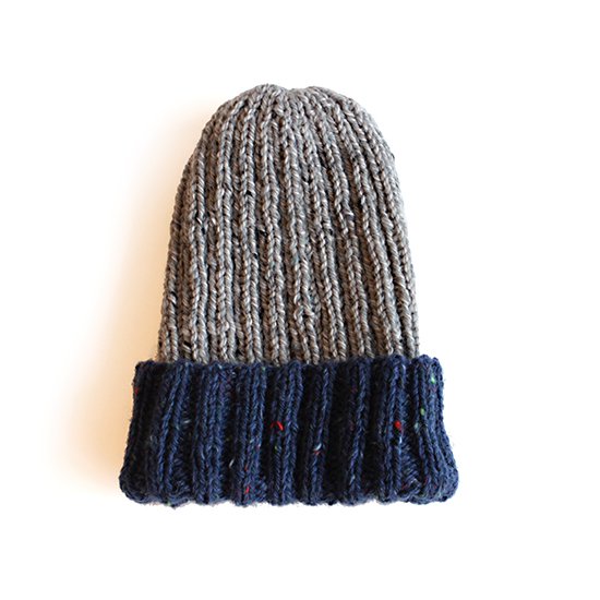ツィードの2色のニット帽 編み物キットオンラインショップ イトコバコ