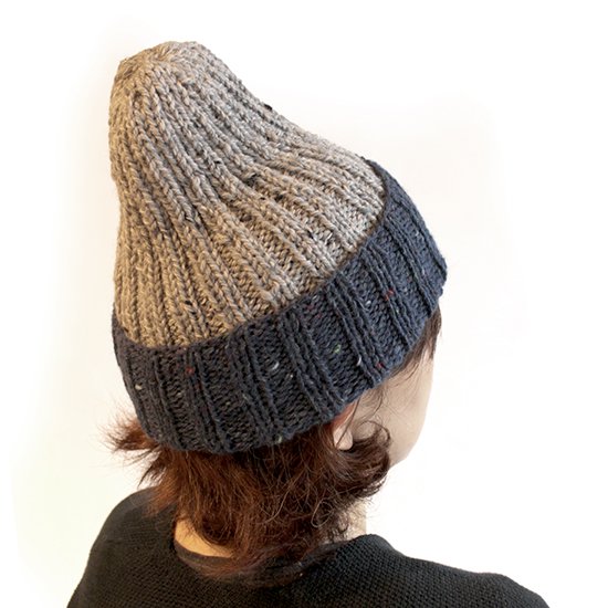 ツィードの2色のニット帽- 編み物キットオンラインショップ・イトコバコ