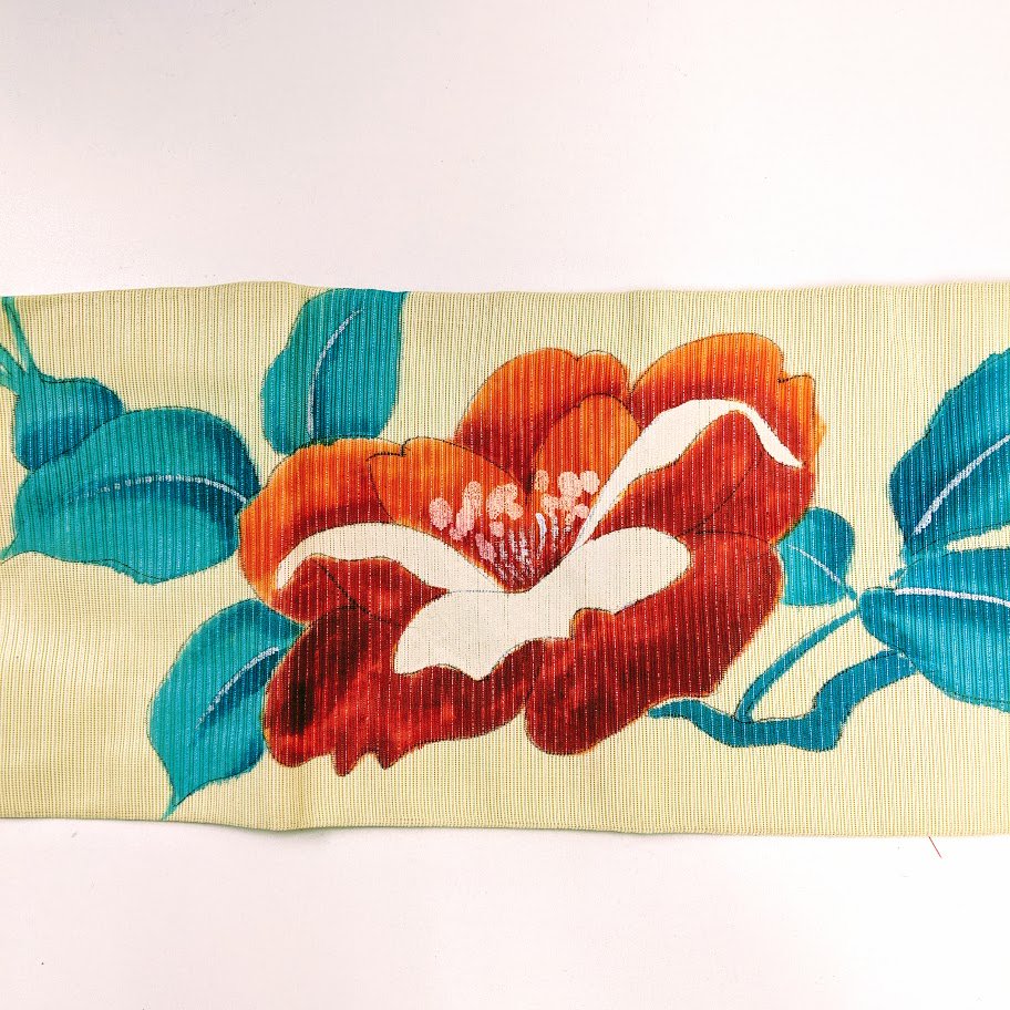 アンティーク　丸帯　夏帯　絽　鯉のぼり　薔薇　刺繍　正絹