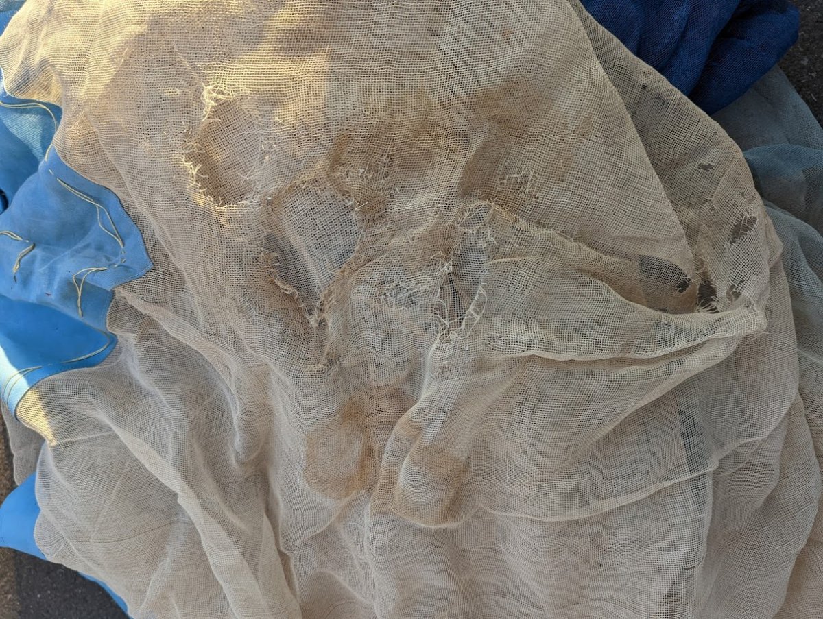 古い蚊帳 リメイク用 藍染 －着物工房あかり －