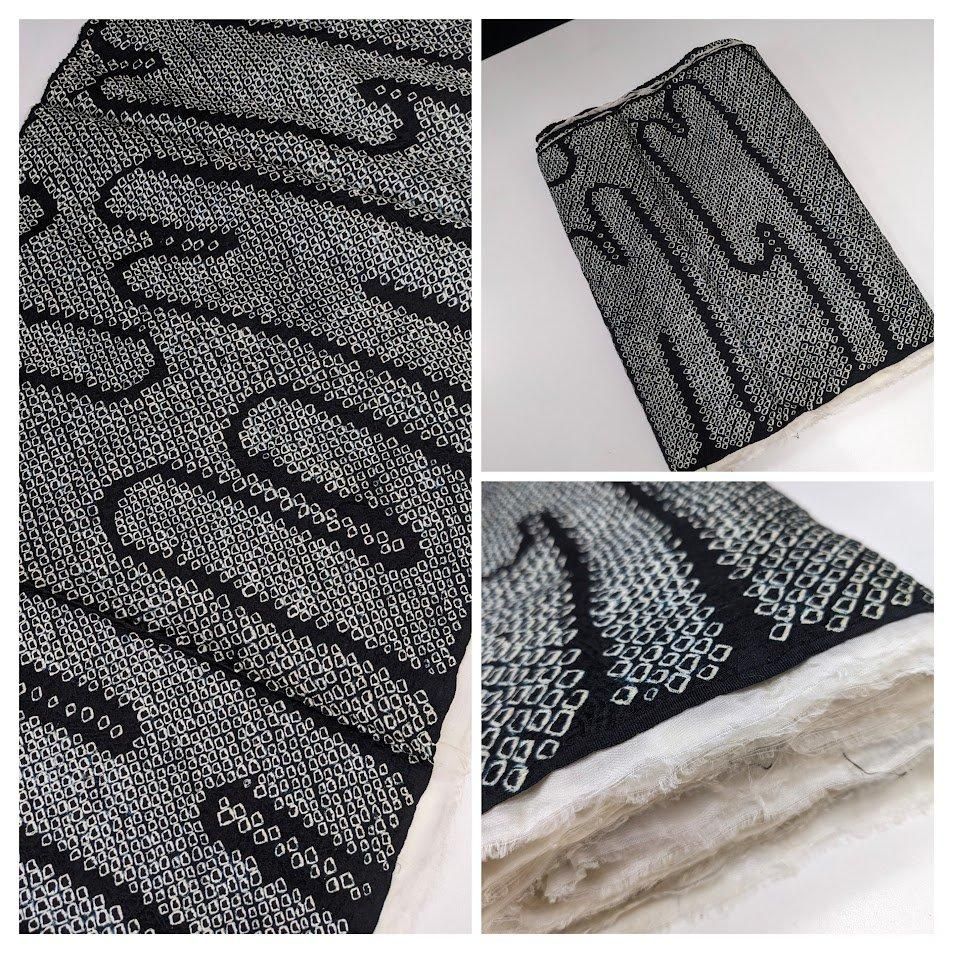 総絞り 反物 黒 未使用品 －着物工房あかりー