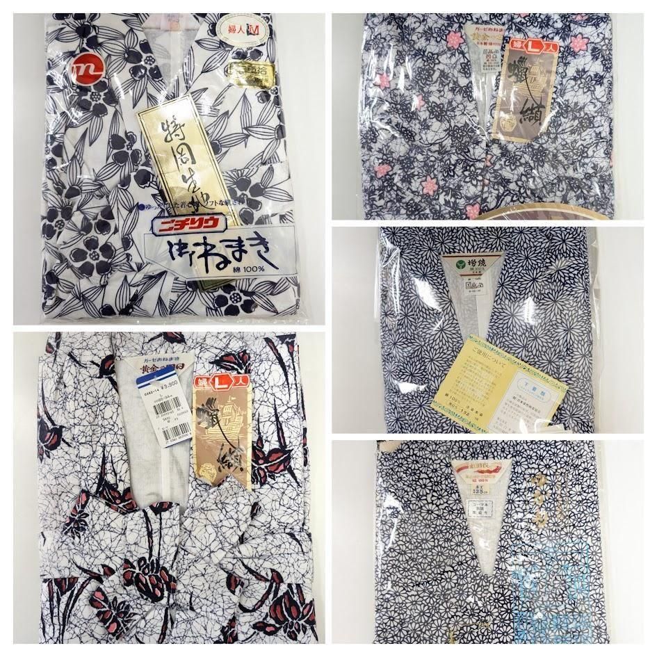 ガーゼの寝巻き 女性用 ろうけつ染め、注染染めなど 5枚セット - 着物
