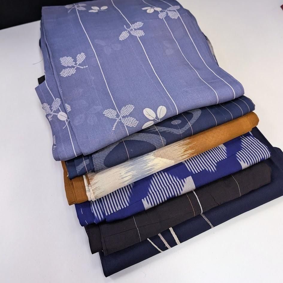 B格安 リメイク用　素材　 まとめ売り　着物　和服　8点セット　綿　備後絣　反物 着物リメイク 木綿 備後絣 着物 反物 証紙付き - メルカリ