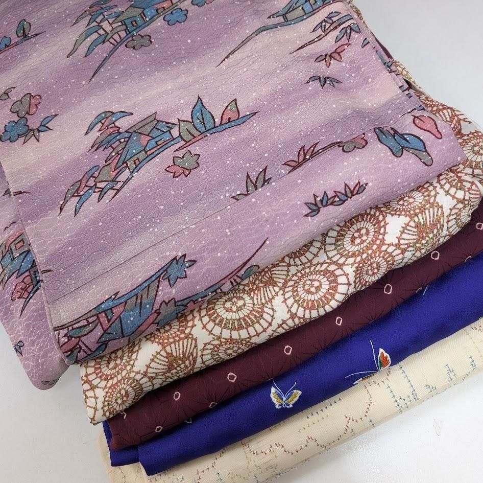 新品★﻿小紋 着尺 反物 リメイク-4 リメイク用 小紋着物4枚セット | 創作素材 - 着物工房あかり