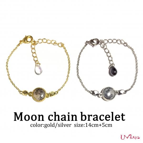 Moon チェーンブレスレット(ゴールド／シルバー) - Ukatz Design (ユーカッツデザイン) -  あなたの個性と魅力を引き立てる天体アクセサリー