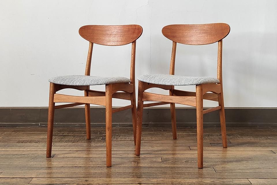 vintage 北欧　チークチェア　2脚セット ダイニングチェア2脚セット｜北欧ヴィンテージ｜チーク＋バーチ