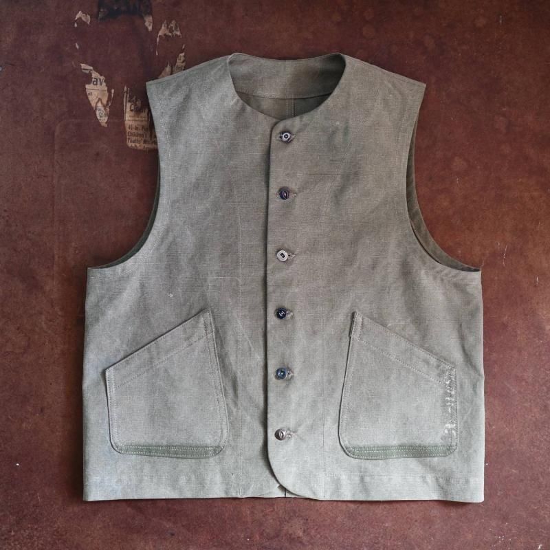 <img class='new_mark_img1' src='https://img.shop-pro.jp/img/new/icons1.gif' style='border:none;display:inline;margin:0px;padding:0px;width:auto;' />40-50's U.S.Military Shelter Half Tent Remake Vest, MEDIUM#1