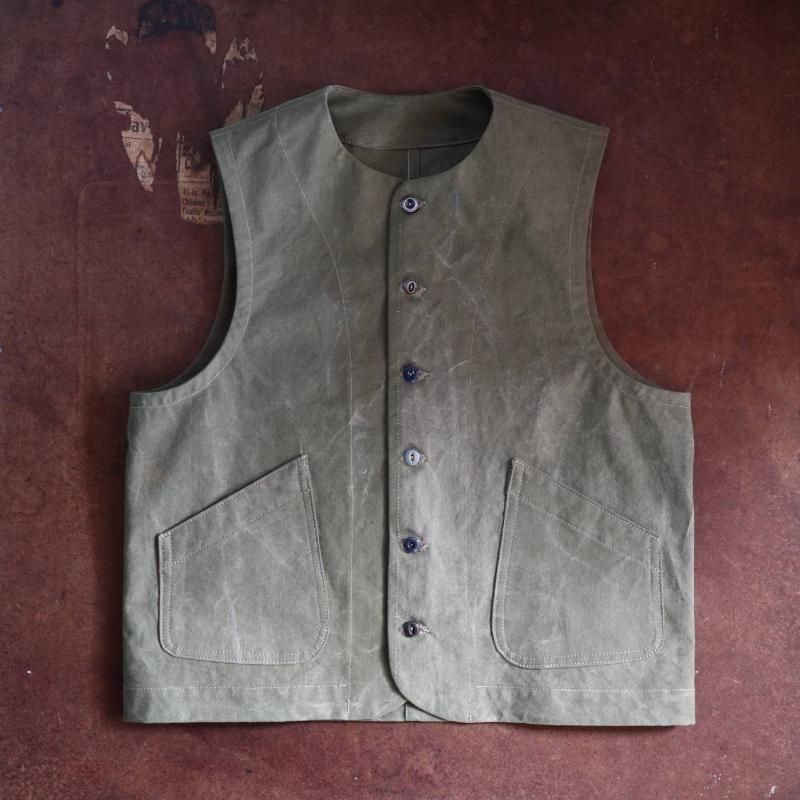 <img class='new_mark_img1' src='https://img.shop-pro.jp/img/new/icons1.gif' style='border:none;display:inline;margin:0px;padding:0px;width:auto;' />40-50's U.S.Military Shelter Half Tent Remake Vest, MEDIUM#2