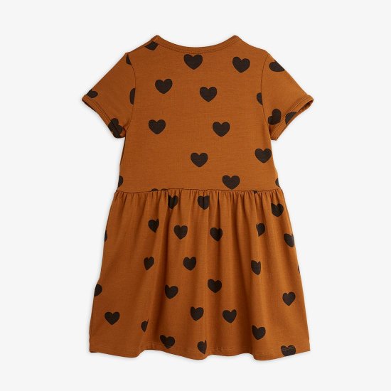 ★PRE 2022SS collection★mini rodini ミニロディーニ Basic hearts ss dress TENCEL™  Brown