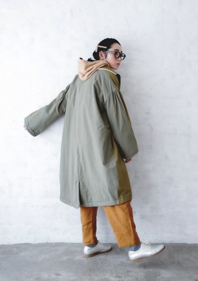 ☆2022AW☆michirico ミチリコ Bicolor long coat カーキ MR22AW-22 (kids/womens)