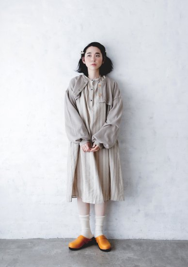 ☆2022AW☆michirico ミチリコ Stripe linen OP ベージュ MR22AW-15